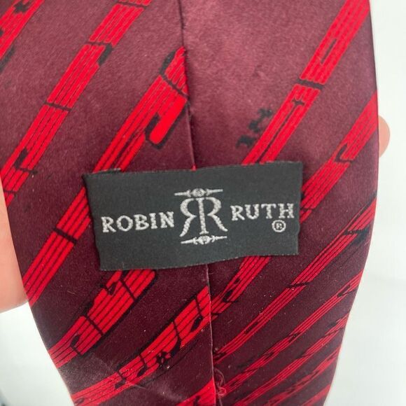 Robin Ruth Men's 100% Silk Neck Tie Musician Note Mozart Amadeus Print Vintage R - Picture 6 of 9